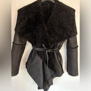 LANVIN REVERSIBLE LAMB SHEARLING BELTED JACKET